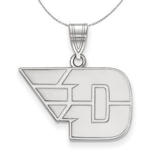 Sterling Silver U. of Dayton Medium Pendant Necklace - 24 Inch
